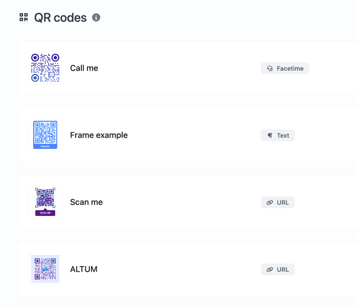Screenshot der App-QR-Code-Systemseite