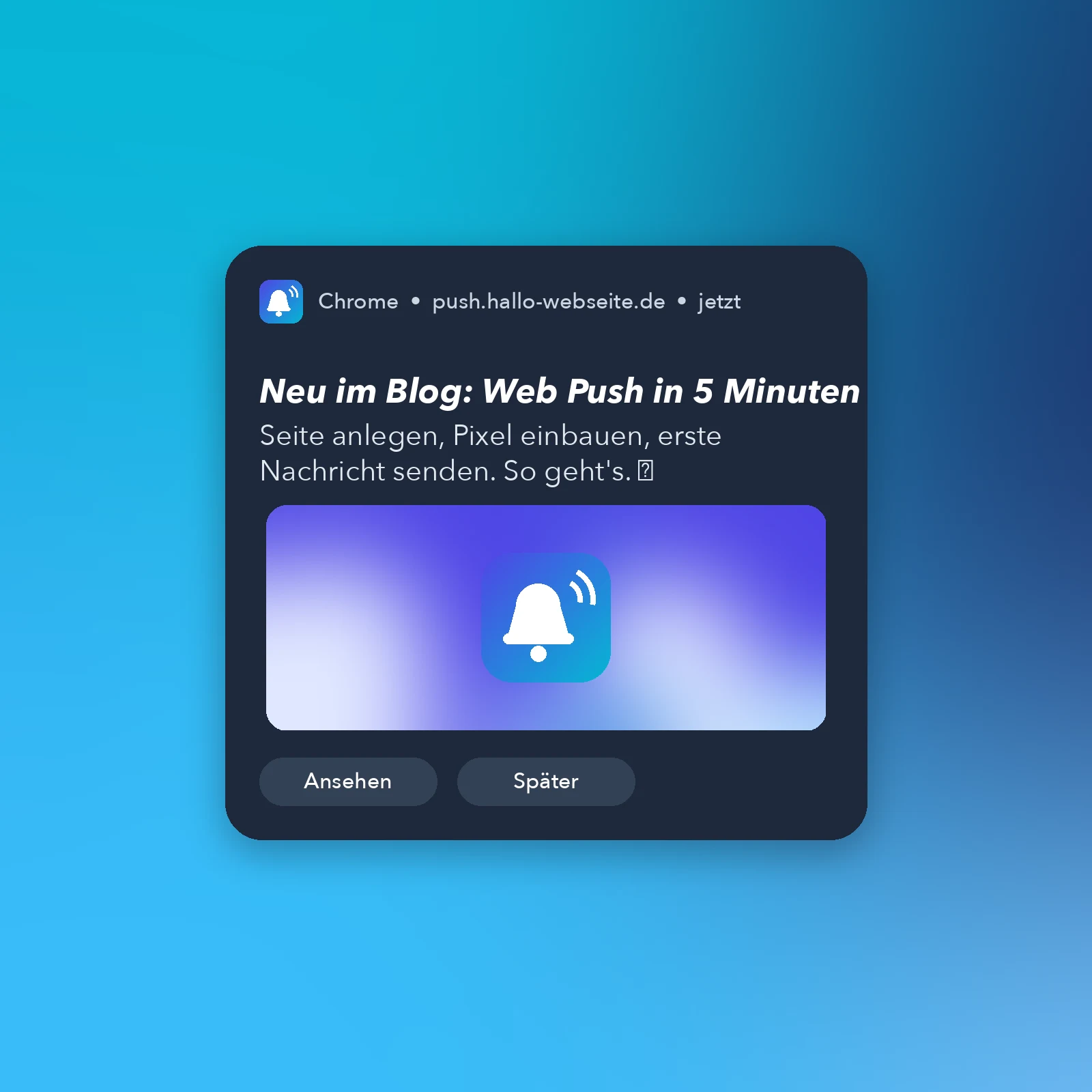 Screenshot der App, die Web-Push-Benachrichtigungen sendet.