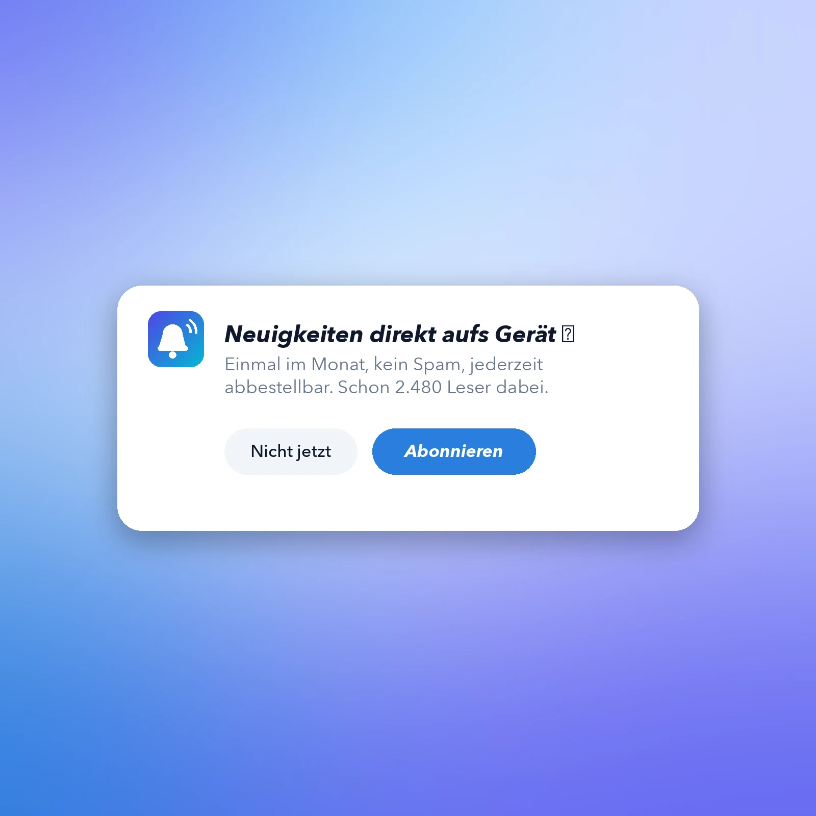 Screenshot des App-Prompt-Widget-Beispiels für Benutzer zur Anmeldung.